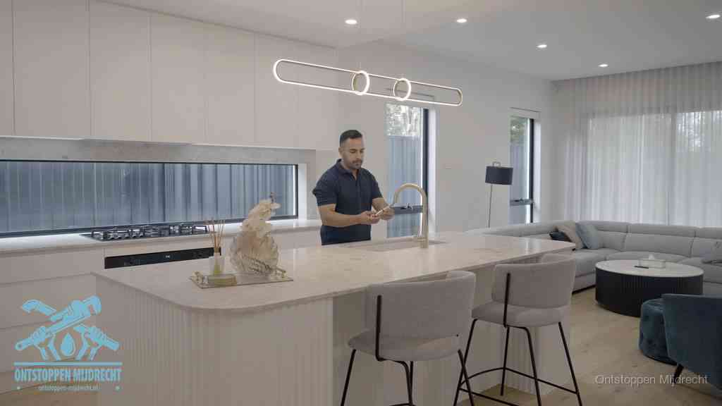 Zelf je gootsteen ontstoppen in Mijdrecht Een bewoner bij de keukenspoelbak die zelf aan de slag gaat met een verstopte gootsteen in Mijdrecht